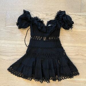 Zimmermann Black Lace Mini Dress